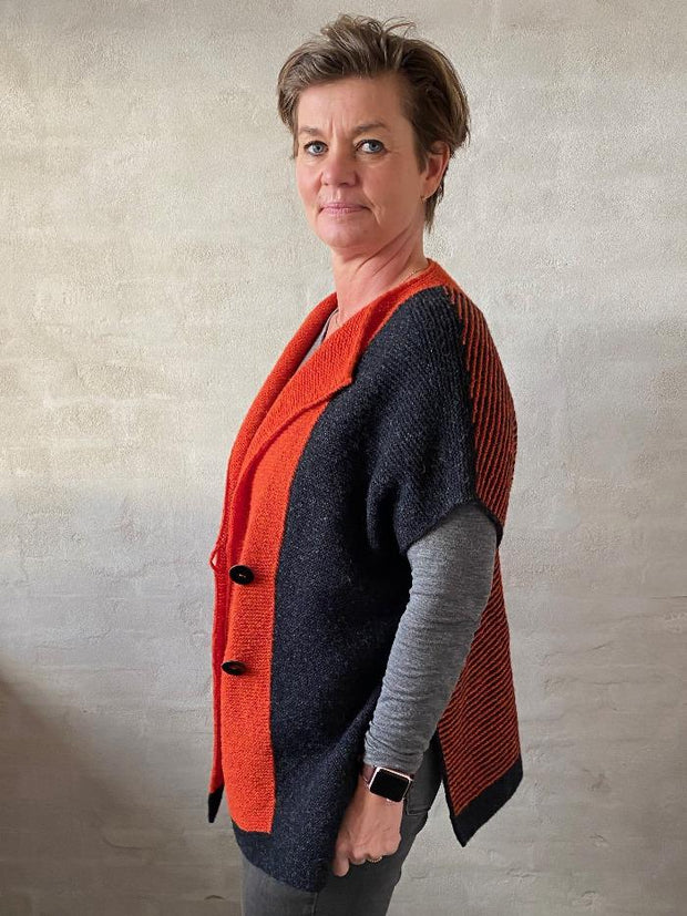 Avenue vest af Hanne Falkenberg, strikkekit | 72 Koks, 08 Orange