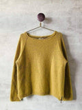 Caroline sweater, gul strikket raglansweater, Önling No 1 merinould/angora