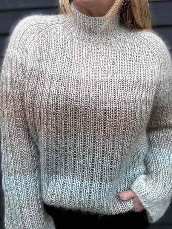 Felicity sweater ensfarvet (lange ærmer) fra Önling, No 4 + silk mohair strikkekit