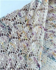 Mrs H's summer shawl with lace pattern, knitted in hand - dyed merino from from Hedgehog Fibres