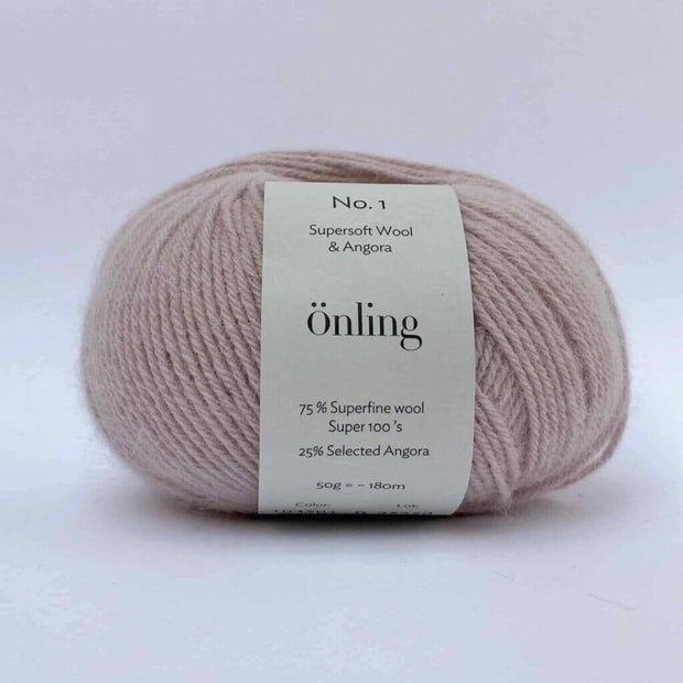 Önling No 1 - merino og angora garn Garn Lanecardate Støvet rosa (103501, warm grey)