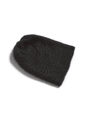 peacock hat with lace pattern, knitted in önling no 3 mink and cashmere yarn, black