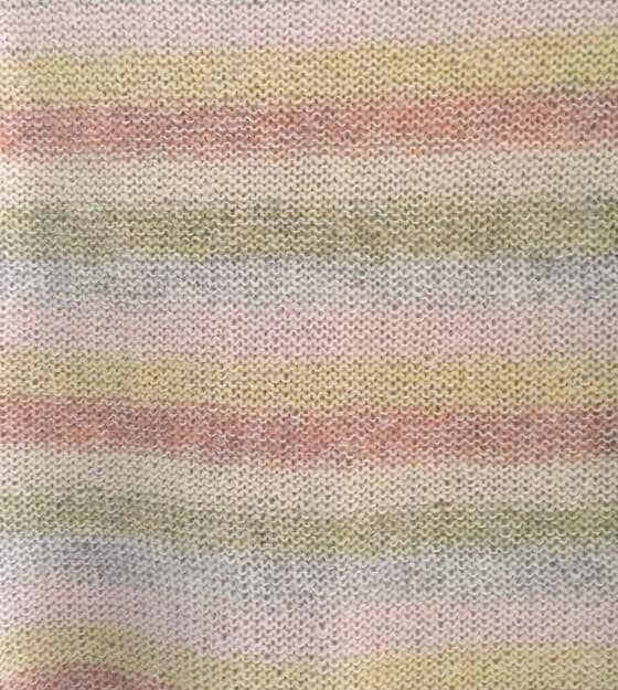 Summer in Denmark - a light, cozy sweater with narrow stripes in soft colors, made in Isager Spinni wool and Silk Mohair