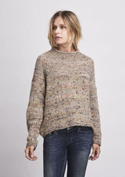 Knitted sweater with specks, beige background color and multicolored specks, knitted in Önling no 5