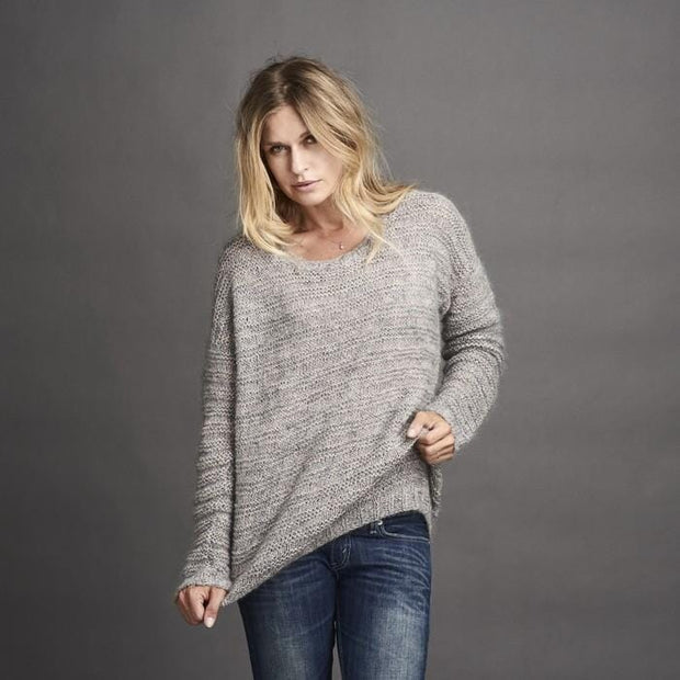 Dora oversize and cozy knitted grey sweater, made in Isager Silk Mohair and Tvinni merino wool